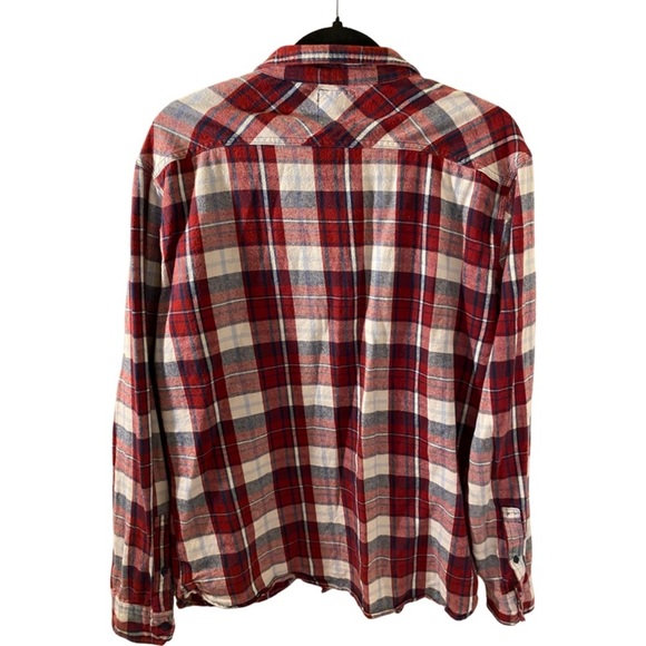Levi’s plaid flannel. Size L. Red/cream/blue. Button down. Long sleeve. Collar. - Picture 3 of 12